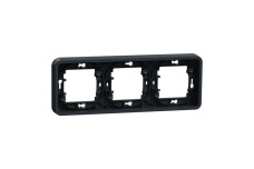 Рамка тримісна горизонтальна IP55 Mureva Styl, чорна (MUR34109)