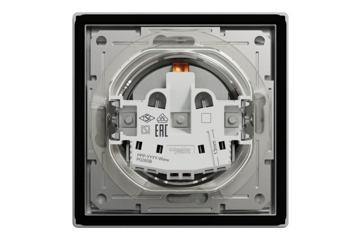 Розетка IP44 з кришкою, з заземленням, з захисними шторками, Алюміній Asfora (EPH3100361)