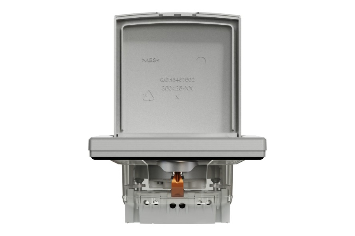 Розетка IP44 з кришкою, з заземленням, з захисними шторками, Алюміній Asfora (EPH3100361)