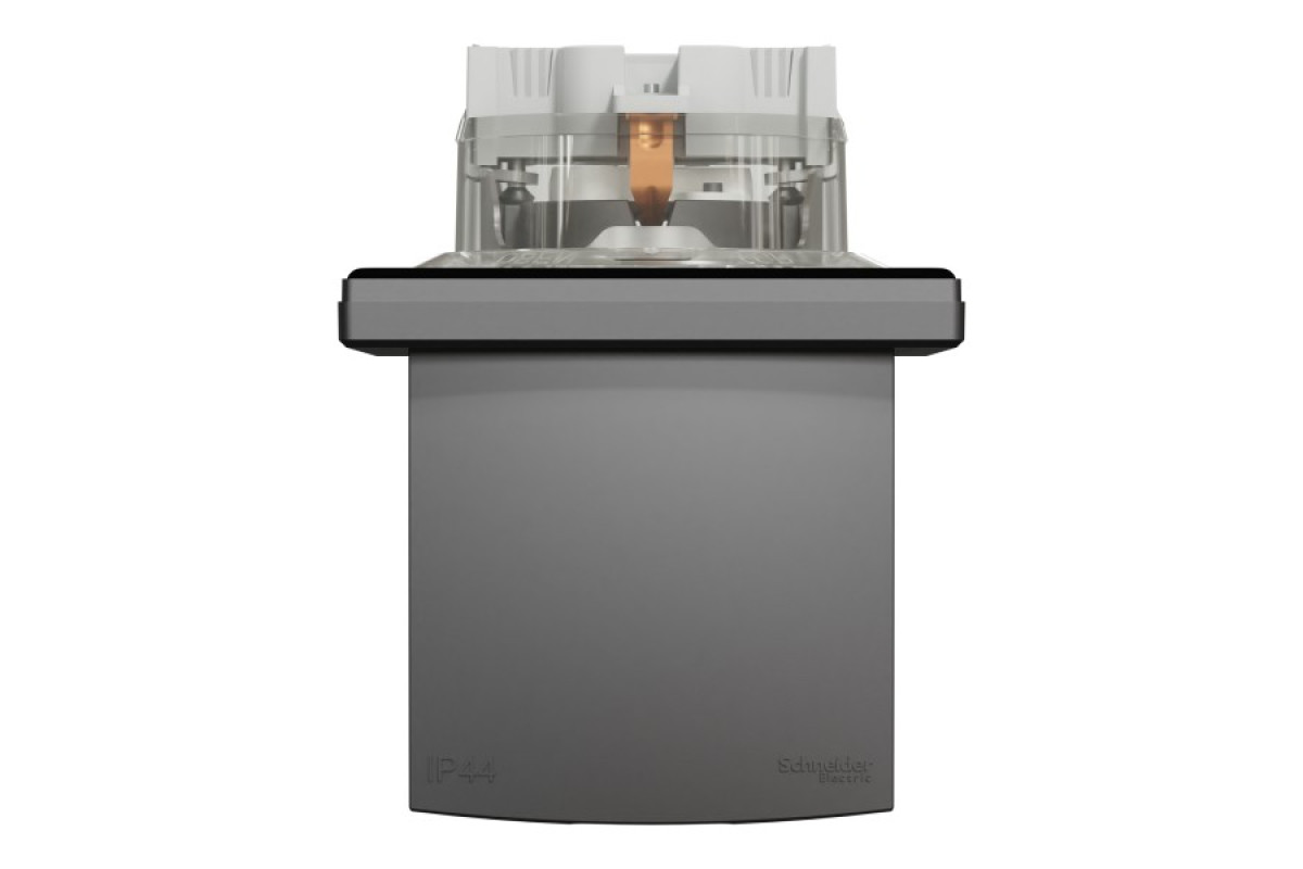 Розетка IP44 з кришкою, з заземленням, з захисними шторками, Антрацит Asfora (EPH3100371)