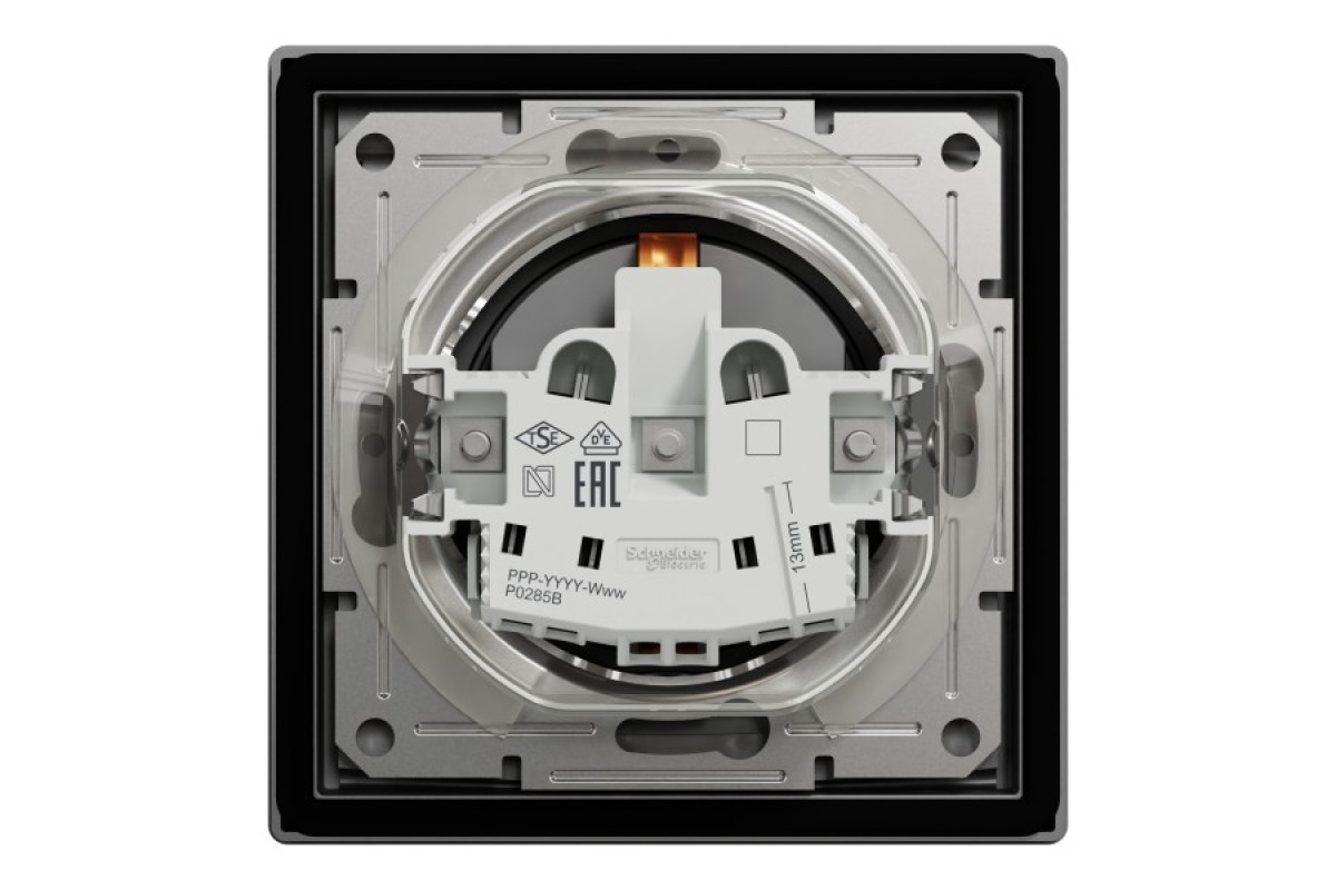 Розетка IP44 з кришкою, з заземленням, з захисними шторками, Антрацит Asfora (EPH3100371)