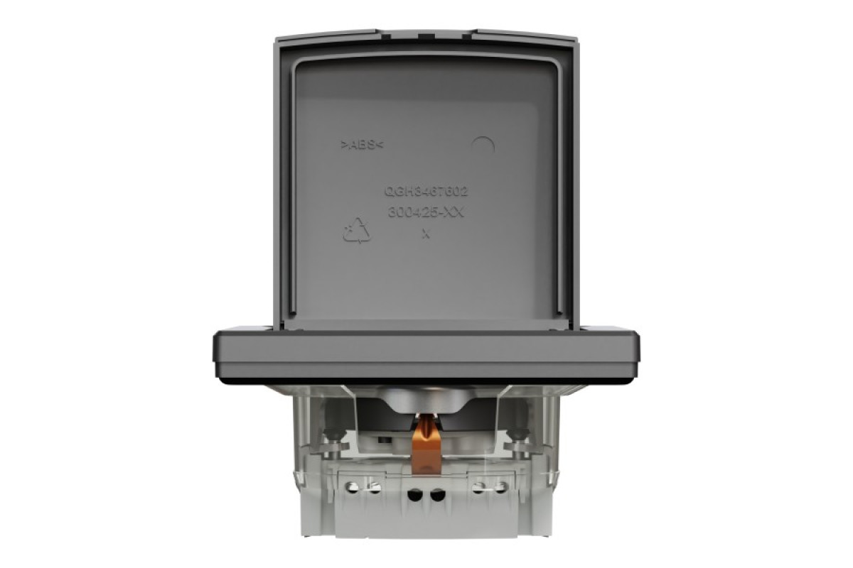 Розетка IP44 з кришкою, з заземленням, з захисними шторками, Антрацит Asfora (EPH3100371)