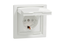 Розетка IP44 з кришкою, з заземленням, з захисними шторками, Біла Asfora (EPH3100321)