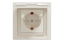Розетка IP44 з кришкою, з заземленням, з захисними шторками, Крем Asfora (EPH3100323)