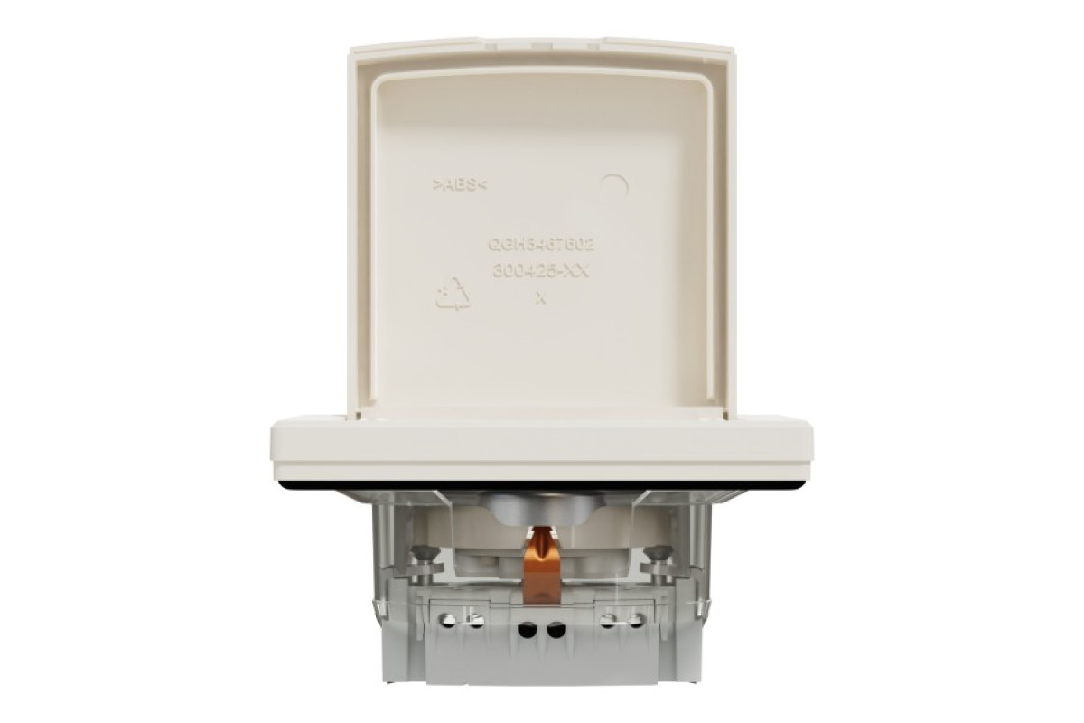 Розетка IP44 з кришкою, з заземленням, з захисними шторками, Крем Asfora (EPH3100323)