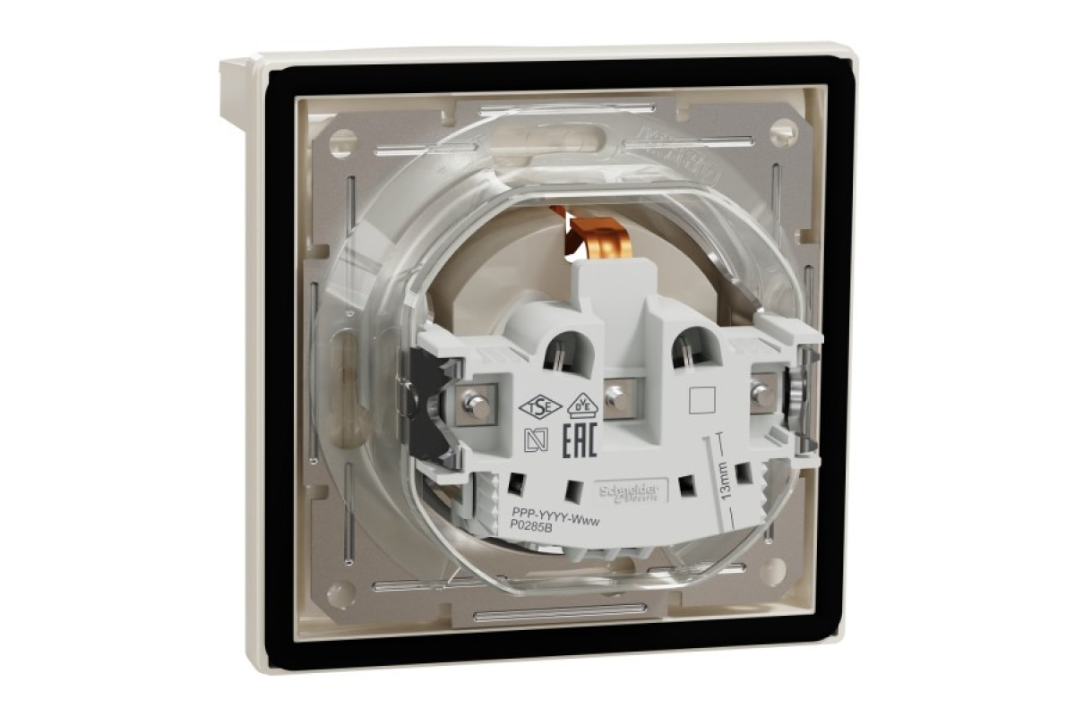 Розетка IP44 з кришкою, з заземленням, з захисними шторками, Крем Asfora (EPH3100323)