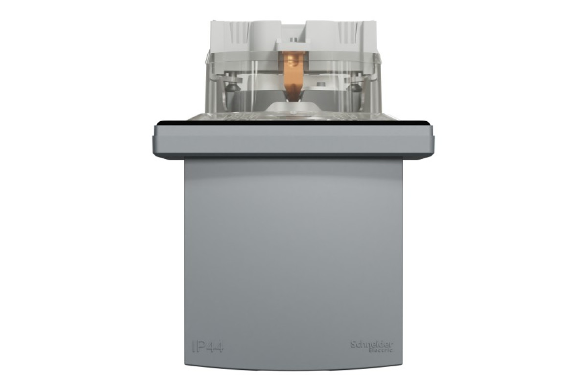 Розетка IP44 з кришкою, з заземленням, з захисними шторками, Сталь Asfora (EPH3100362)