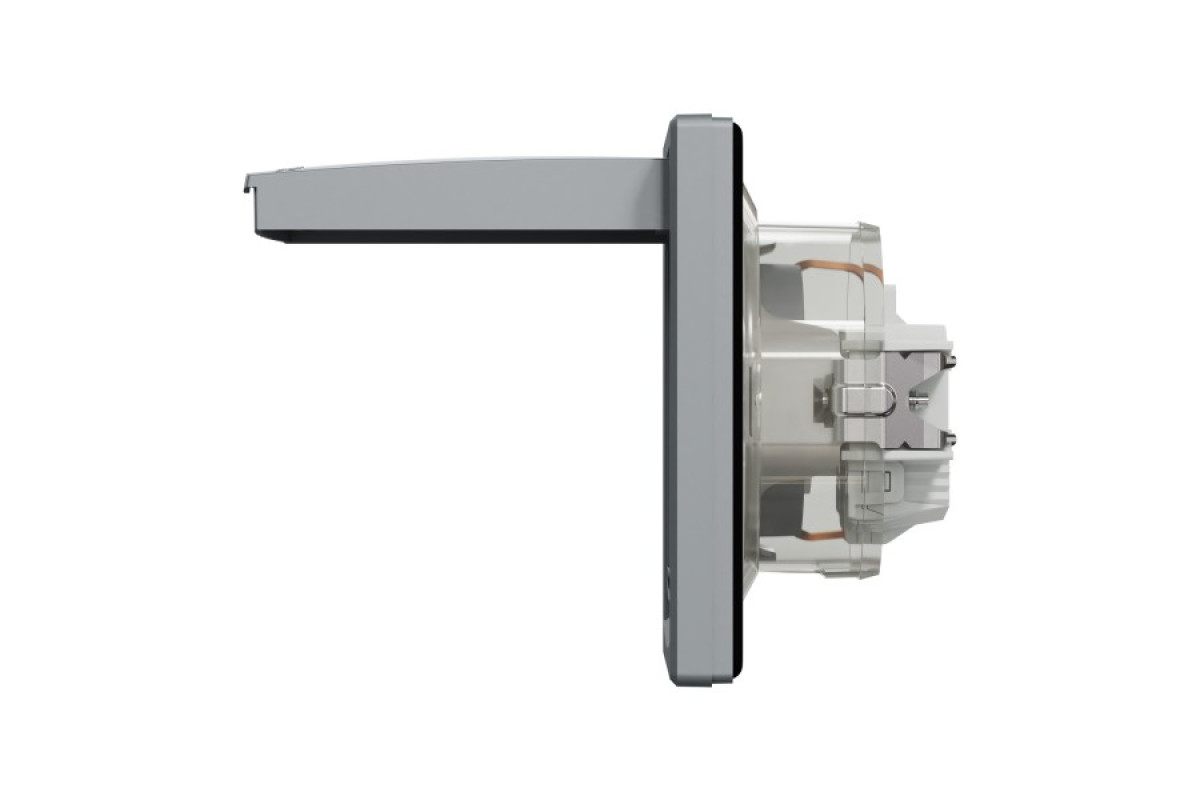 Розетка IP44 з кришкою, з заземленням, з захисними шторками, Сталь Asfora (EPH3100362)