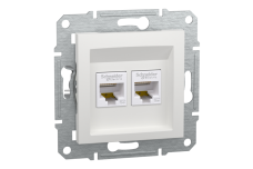 Розетка RJ45 подвійна, тип UTP, категорія 5E, білий, Asfora, без рамки (EPH4470121)