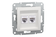 Розетка RJ45 подвійна, тип UTP, категорія 6, білий, Asfora, без рамки (EPH4870121)