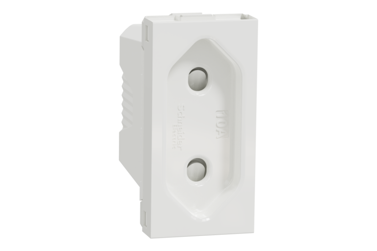 Розетка Unica New без заземлення зі шторками біла, гвинтові клеми, 10 А, 1 модуль (NU303118)