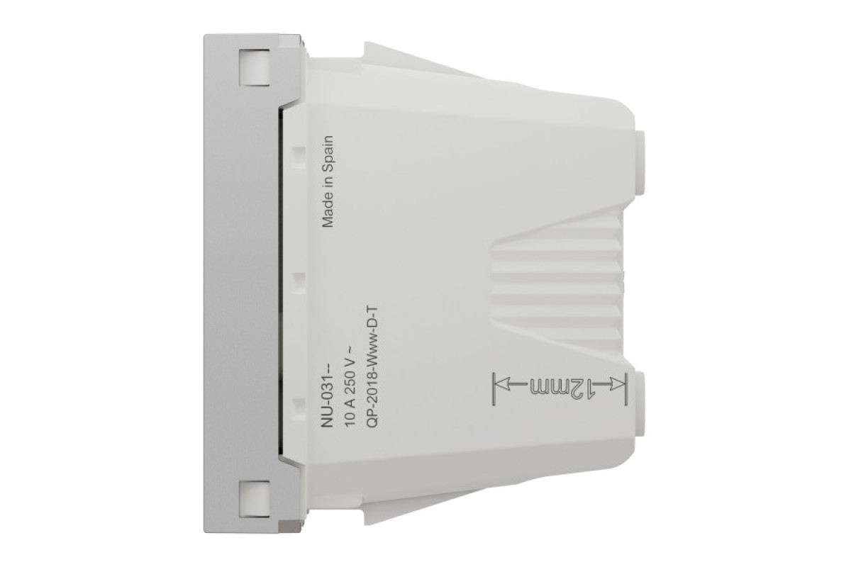 Розетка Unica New без заземлення зі шторками, клеми гвинтові, 1 модуль, алюміній (NU303130)