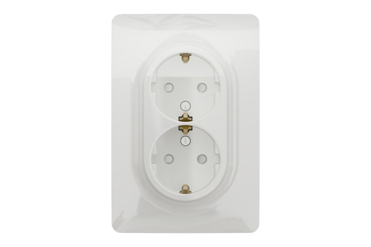 Розетка Unica New подвійна з з/к, зі шторками гвинтовими зажимами, білий (NU206718)