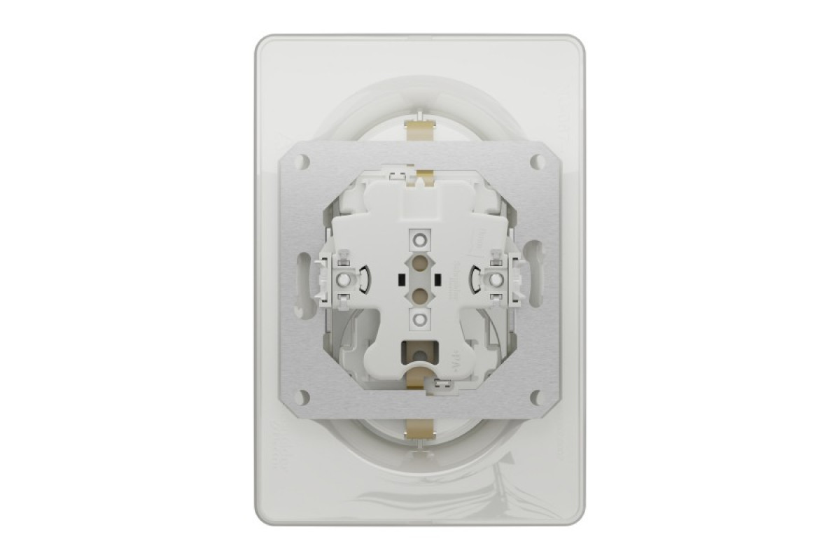 Розетка Unica New подвійна з з/к, зі шторками гвинтовими зажимами, білий (NU206718)