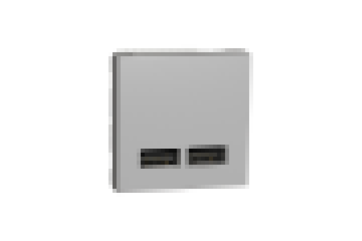 Розетка USB подвійна 2.1А 2 модулі алюміній (NU341830)