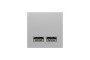 Розетка USB подвійна 2.1А 2 модулі алюміній (NU341830)