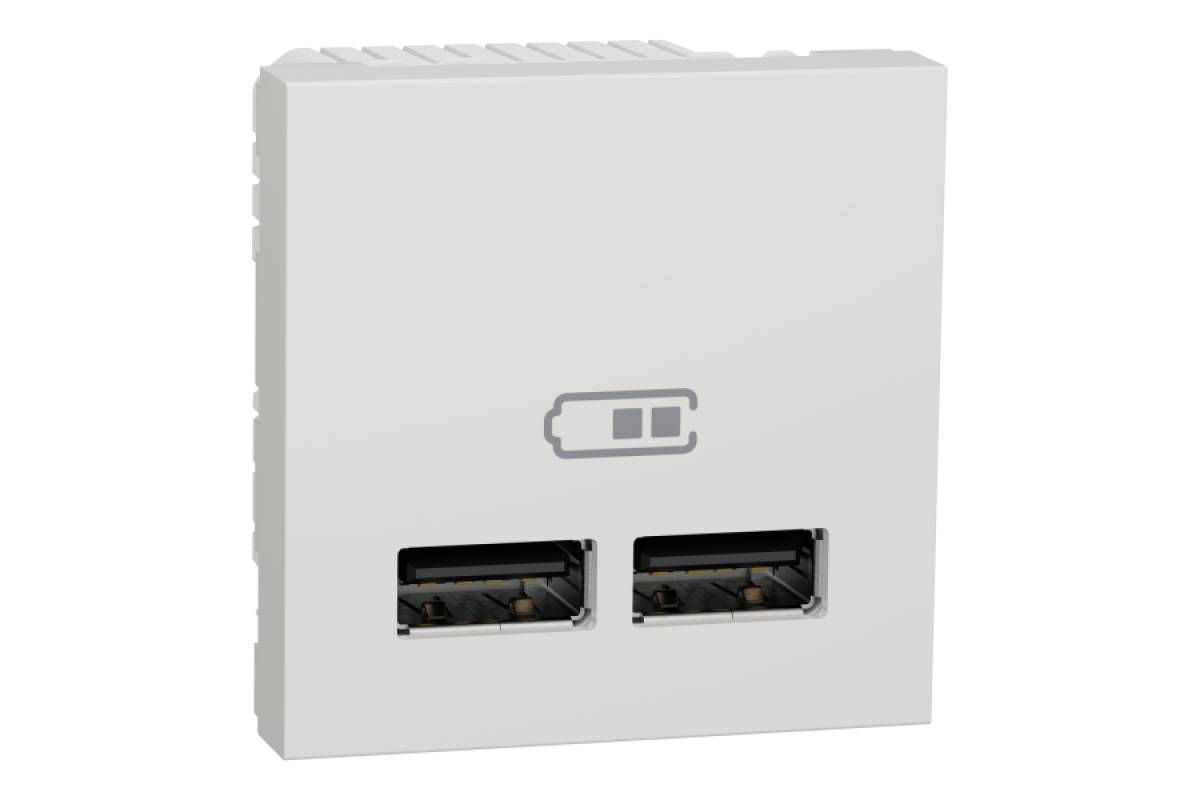 Розетка USB подвійна 2.1А 2 модулі білий (NU341818)