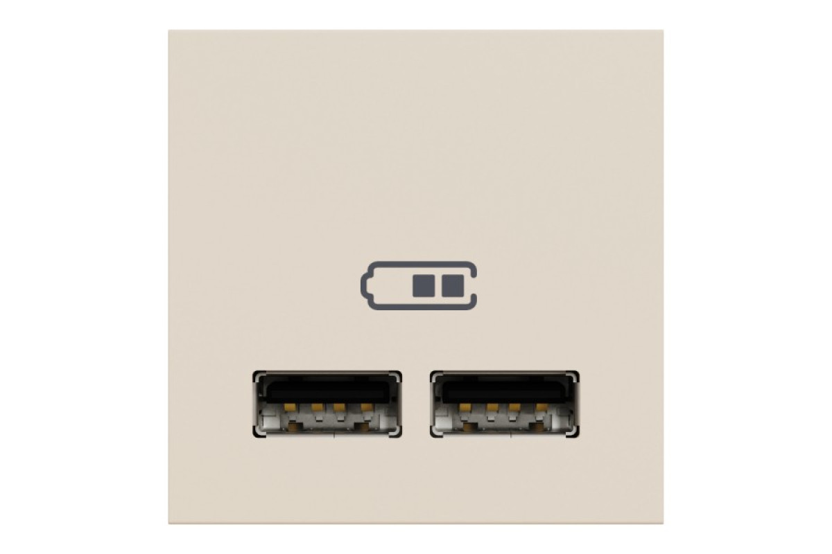 Розетка USB подвійна, 2.1А, 2 модулі, бежева Unica New Studio (NU341844)