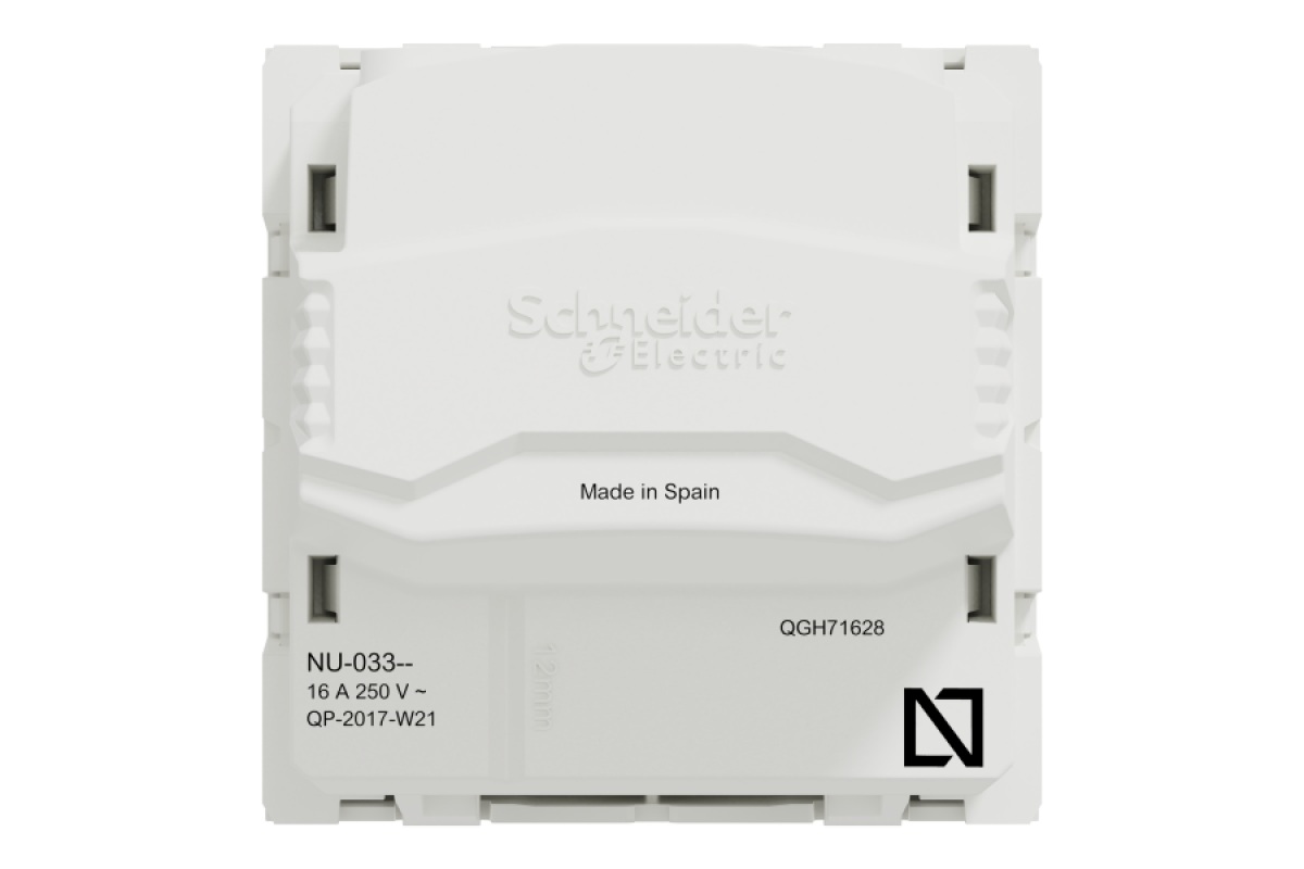 Розетка без з/к зі шторками 16А гвинтові зажими, 2 м білий (NU303318)