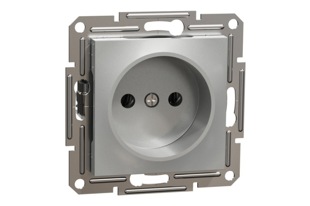 Розетка без заземлення Asfora Алюміній (EPH3000161)