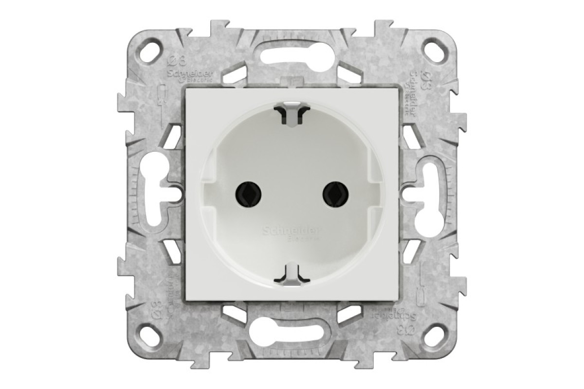 Розетка з з/к безі шторками 16А гвинтові зажими білий (NU503618)