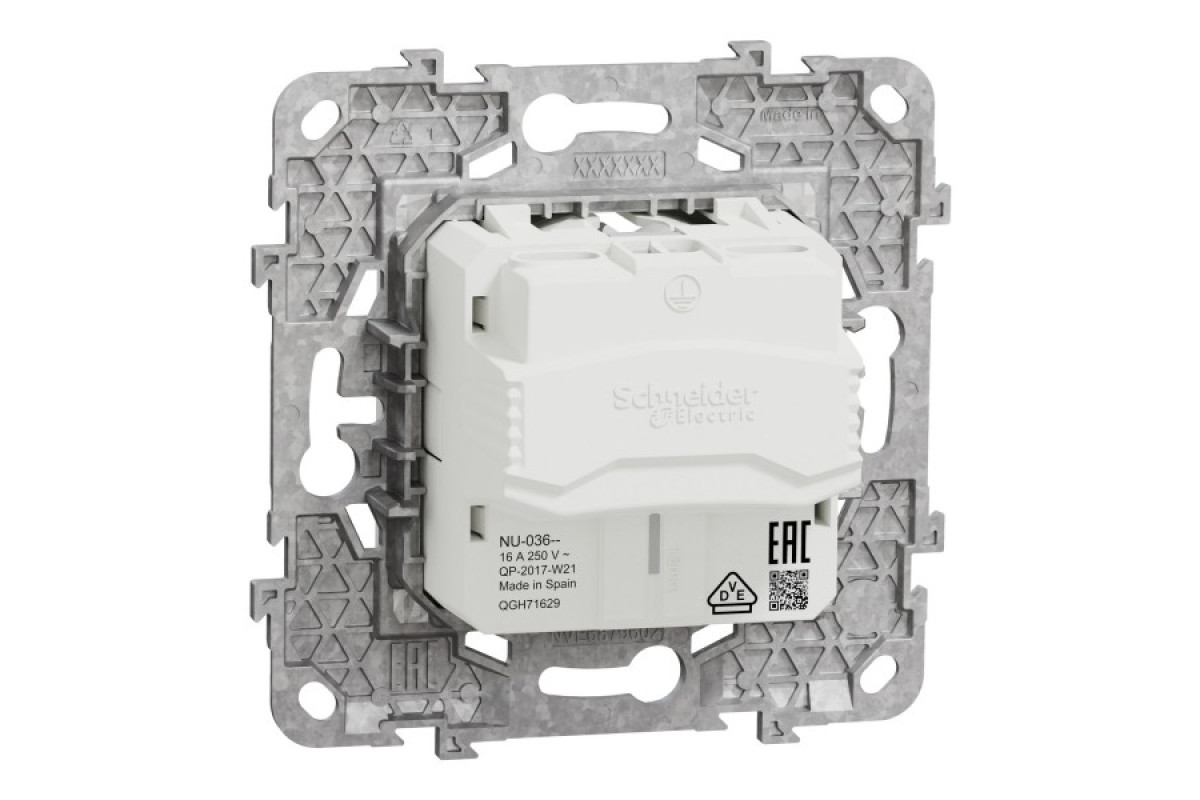 Розетка з з/к безі шторками 16А гвинтові зажими білий (NU503618)