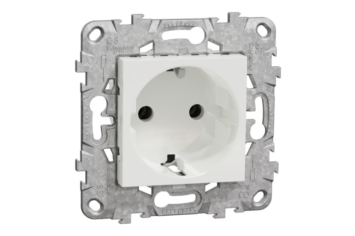 Розетка з з/к безі шторками 16А гвинтові зажими білий (NU503618)