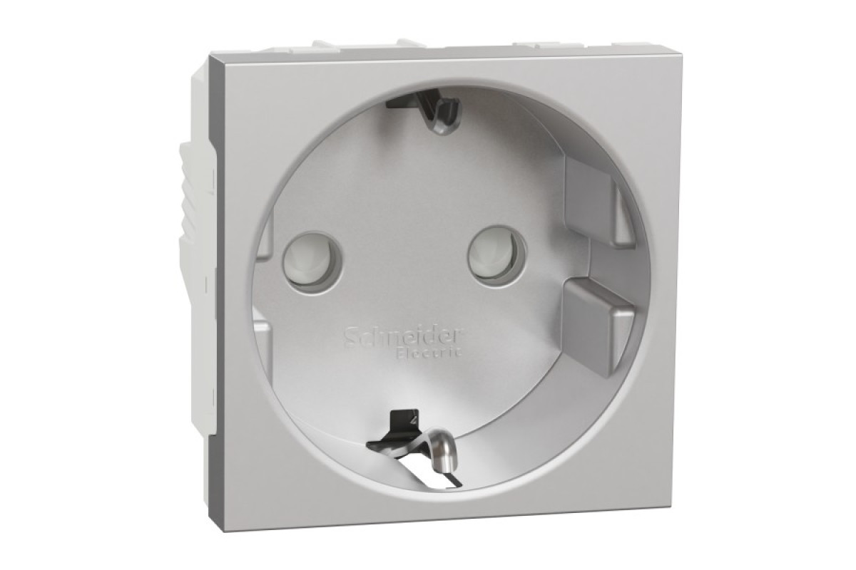 Розетка з з/к зі шторками 16А гвинтові зажими алюм (NU303730)