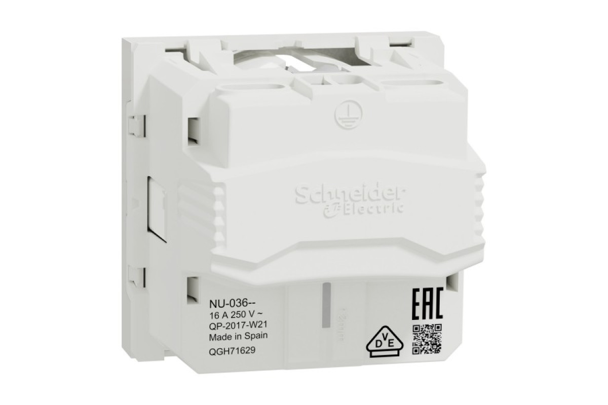 Розетка з з/к зі шторками 16А гвинтові зажими білий (NU303618)