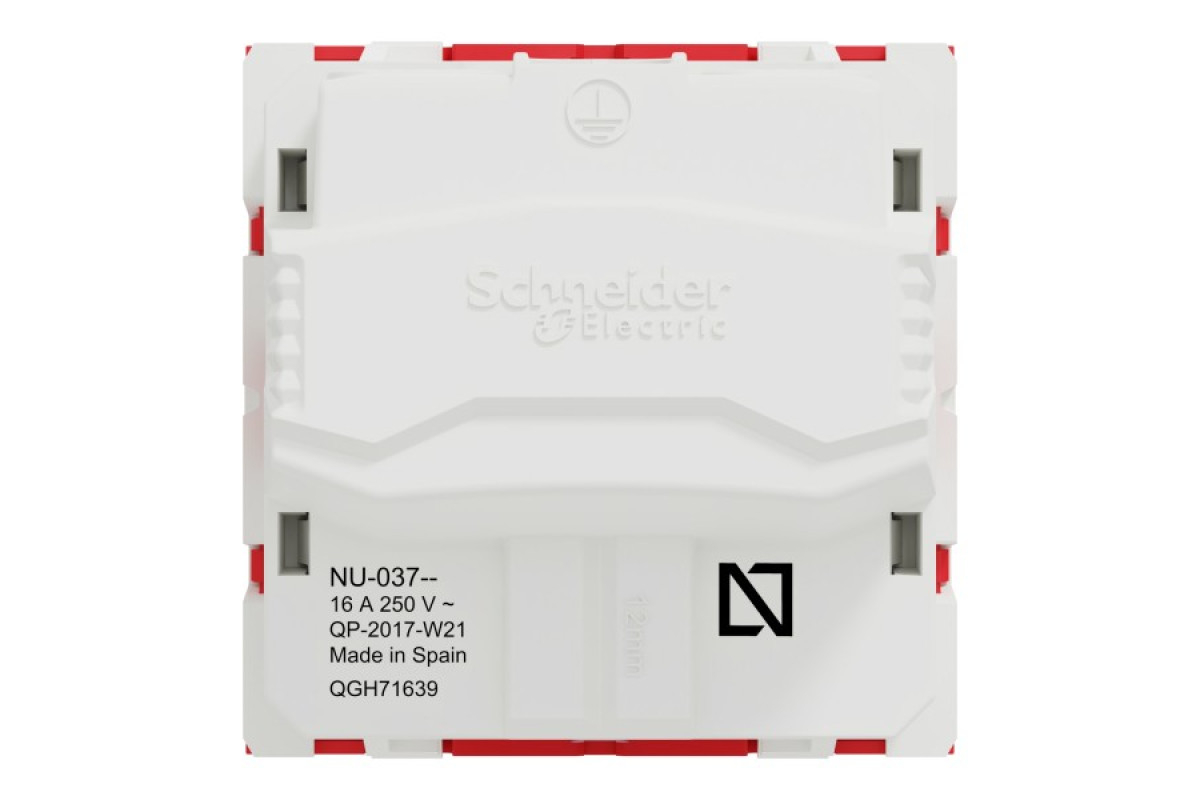 Розетка з з/к зі шторками 16А гвинтові зажими червона (NU303703)