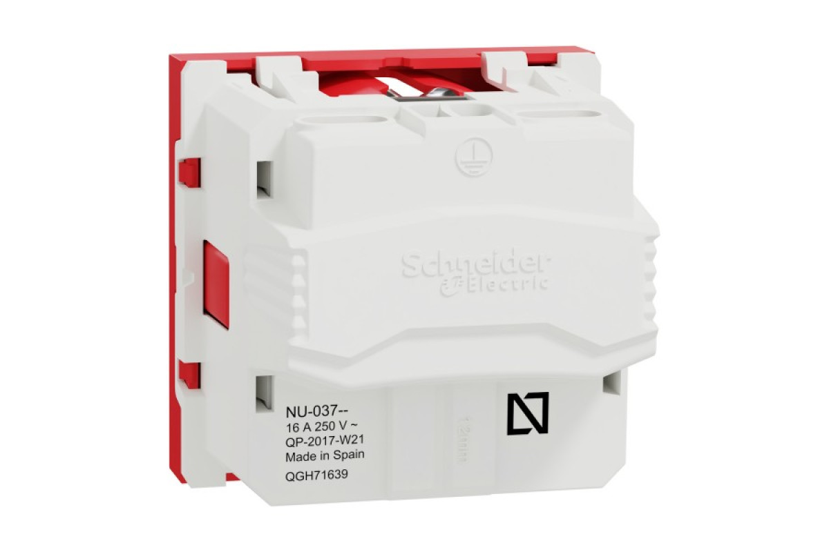 Розетка з з/к зі шторками 16А гвинтові зажими червона (NU303703)