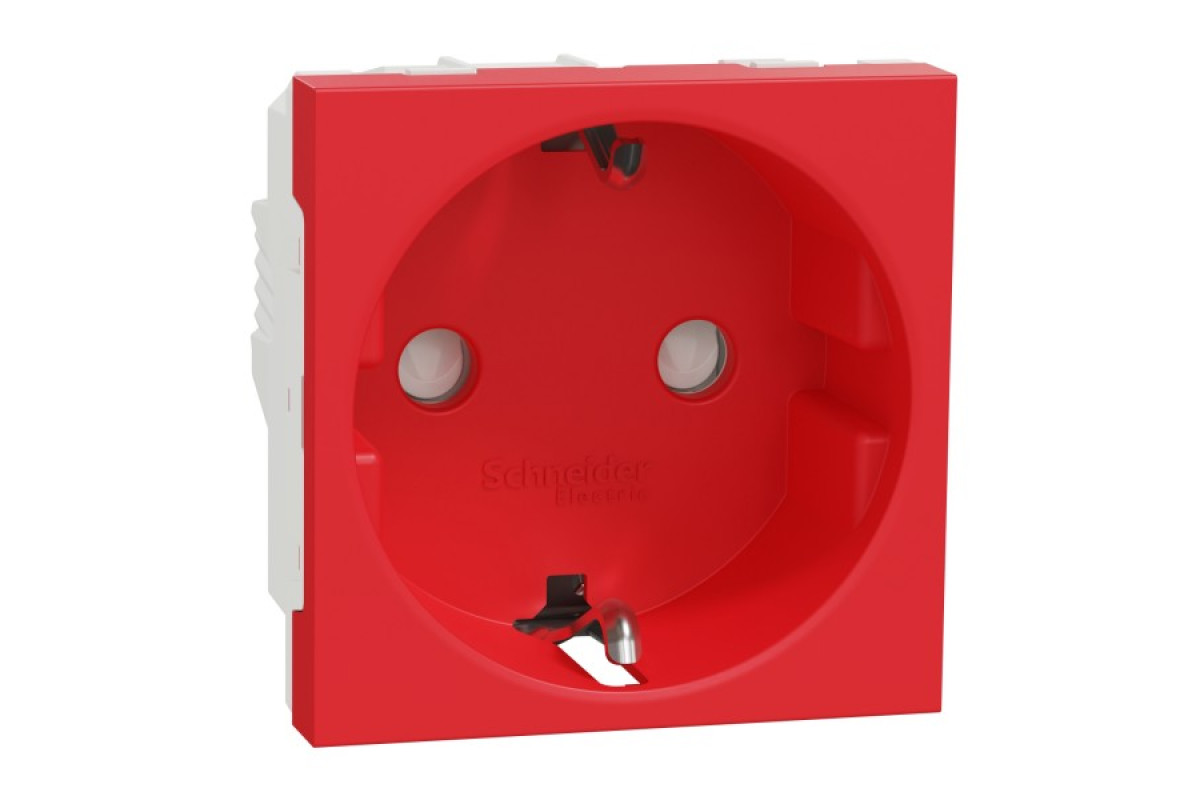 Розетка з з/к зі шторками 16А гвинтові зажими червона (NU303703)