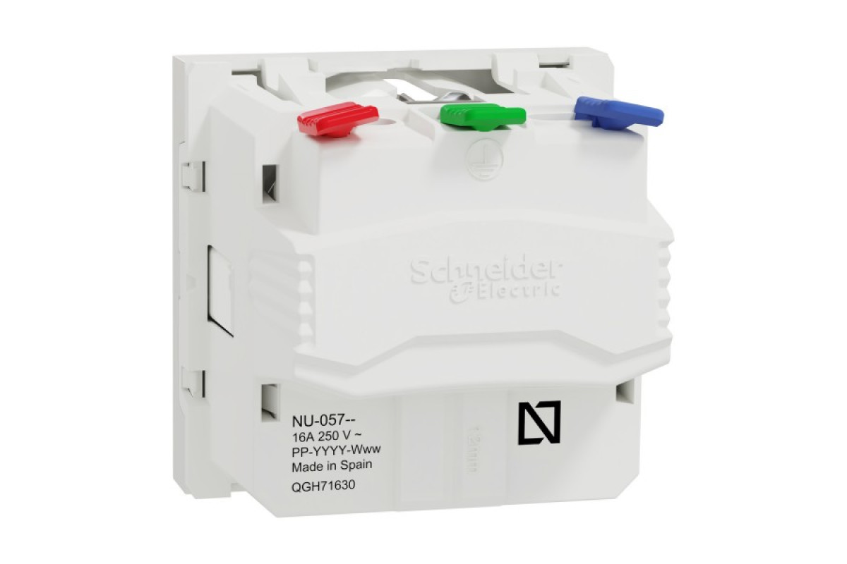 Розетка з з/к зі шторками 16А самозажимні клеми біла (NU305718)