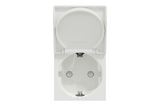 Розетка з з/к, зі шторками з кришкою, 16А, гвинтові зажими білий (NU303718TA)