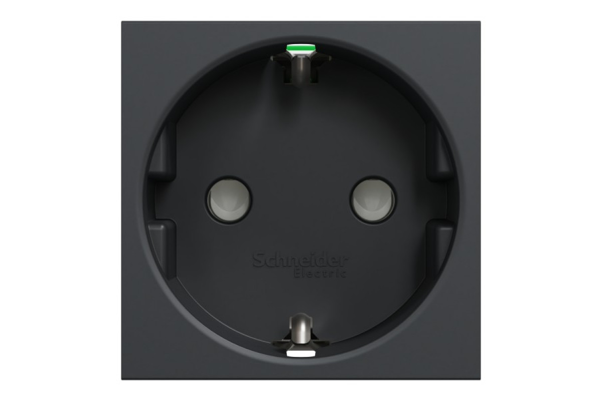 Розетка з з/к, зі шторками, 16А, самозажимні клеми, антрацит (NU305754)