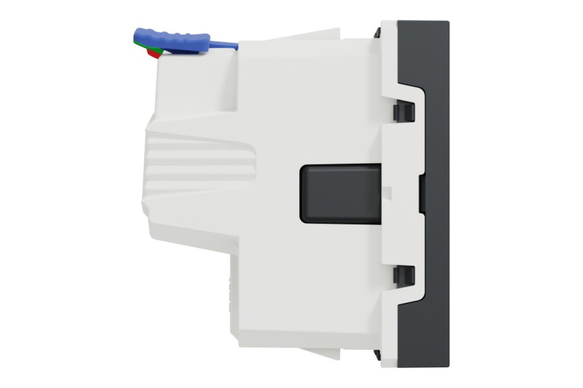 Розетка з з/к, зі шторками, 16А, самозажимні клеми, антрацит (NU305754)