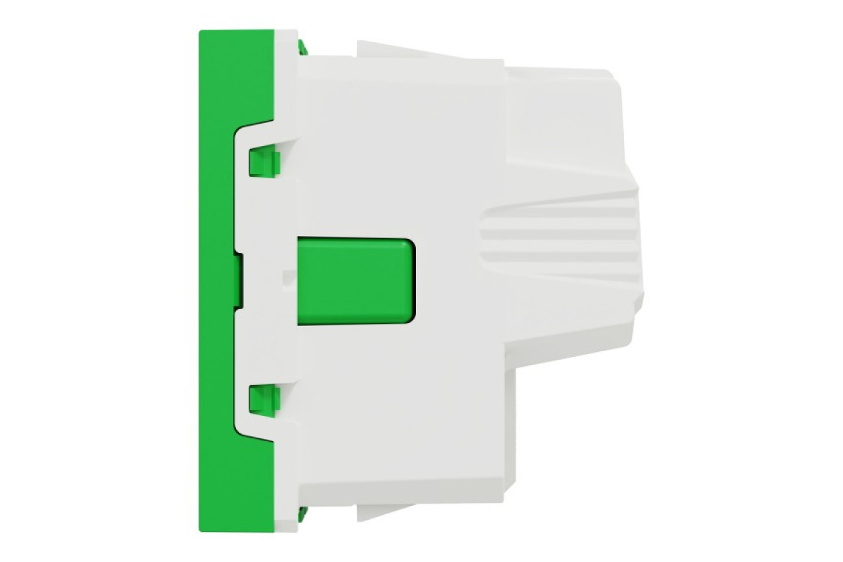 Розетка з з/к, зі шторками, 16А, самозажимні клеми, зелений (NU303706)