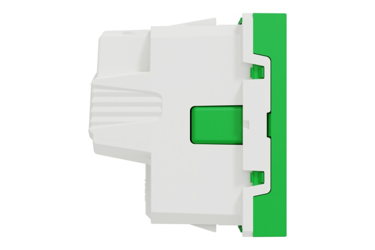 Розетка з з/к, зі шторками, 16А, самозажимні клеми, зелений (NU303706)