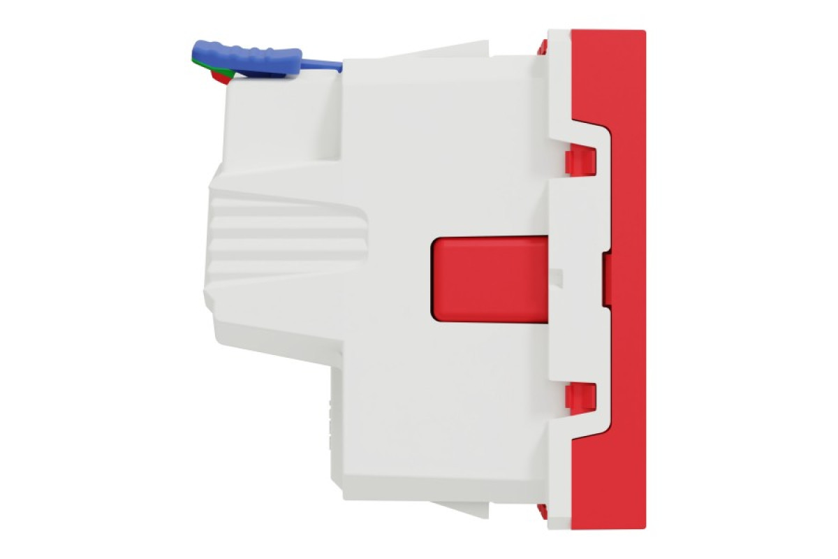 Розетка з з/к, зі шторками, 16А, самозажимні клеми, червоний (NU305703)