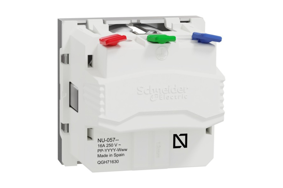 Розетка з з/к, зі шторками, 16А. самозажимні клеми, алюміній (NU305730)