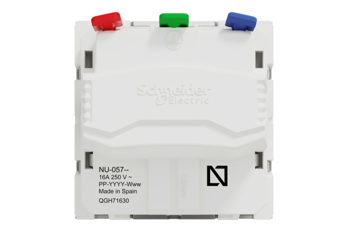 Розетка з з/к, зі шторками, 16А. самозажимні клеми, алюміній (NU305730)