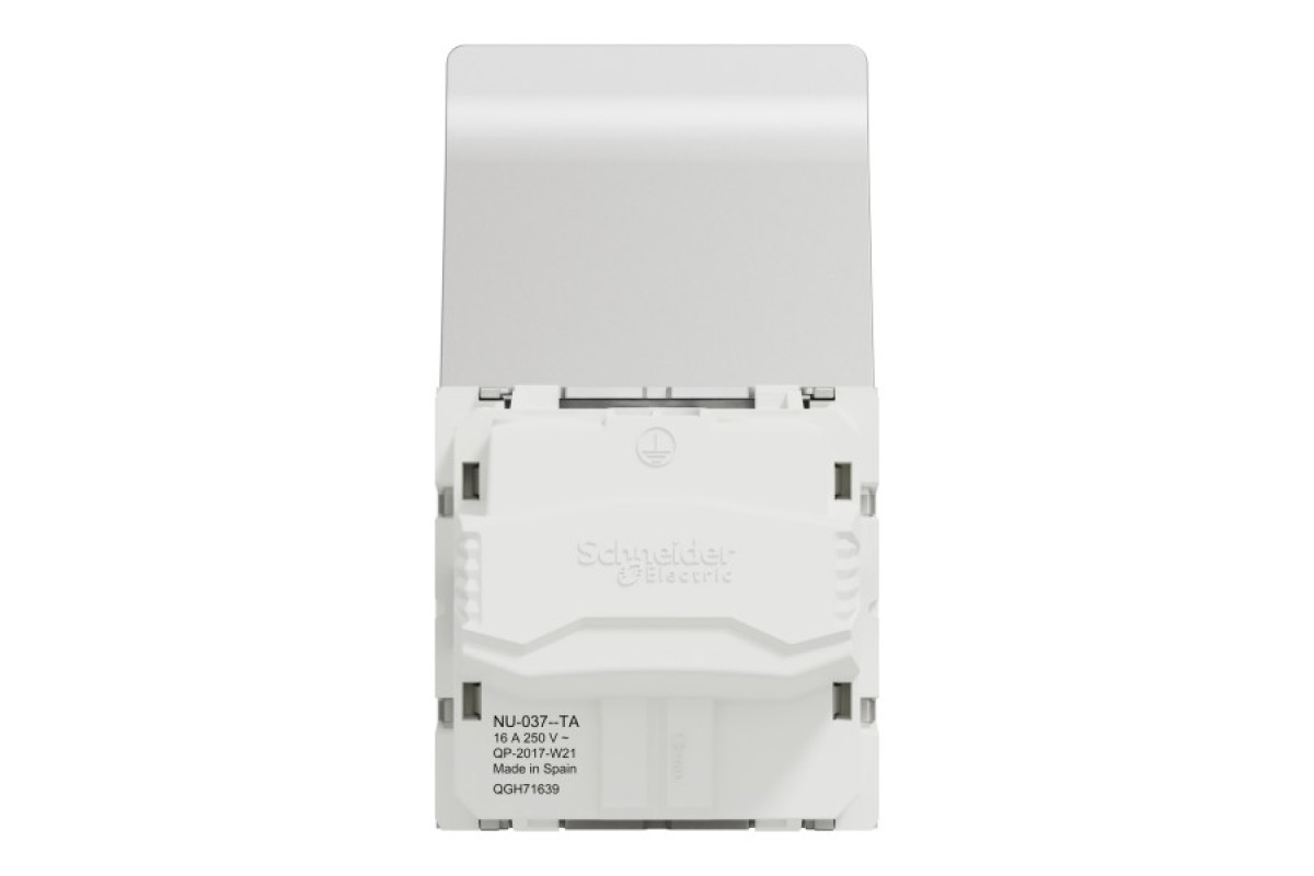 Розетка з з/к, зі шторками, з кришкою, 16А, гвинтові зажими, алюміній (NU303730TA)