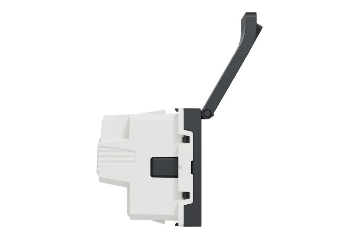 Розетка з з/к, зі шторками, з кришкою, 16А, гвинтові зажими, антрацит (NU303754TA)