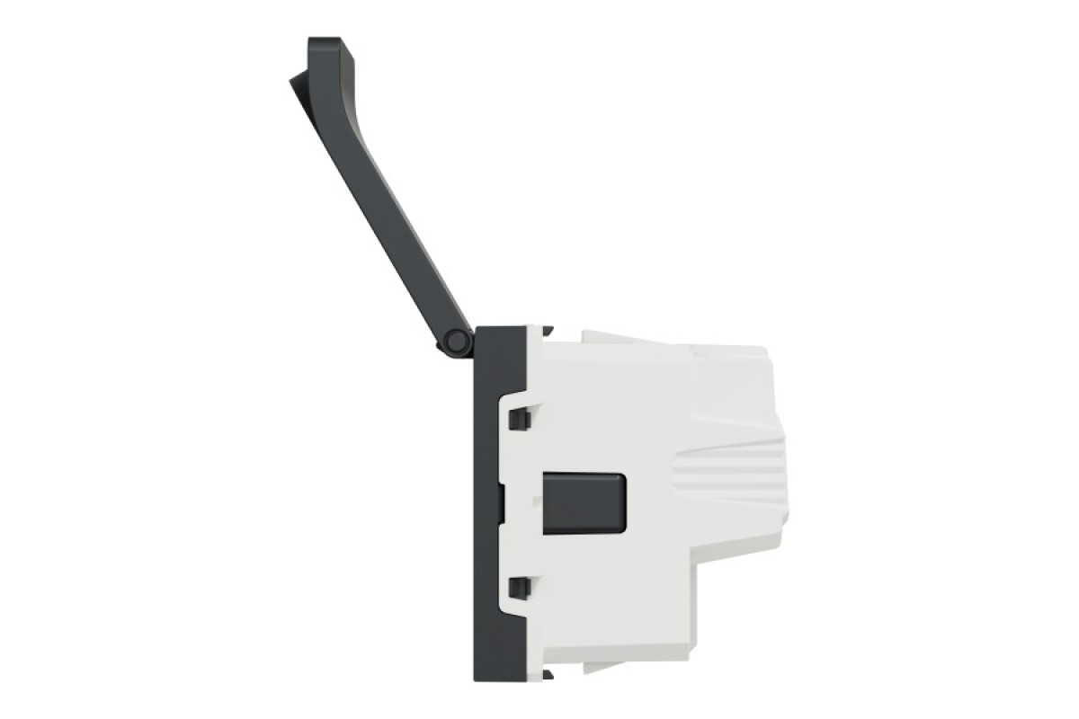 Розетка з з/к, зі шторками, з кришкою, 16А, гвинтові зажими, антрацит (NU303754TA)