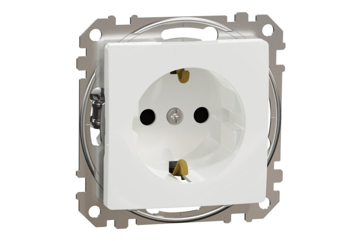 Розетка з заземлення та зі шторками Білий Sedna Design (SDD111022)