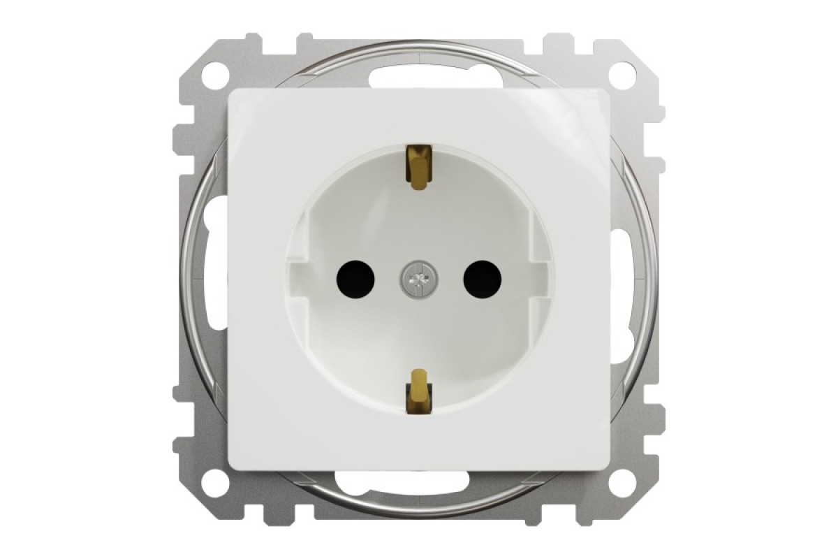 Розетка з заземлення та зі шторками Білий Sedna Design (SDD111022)