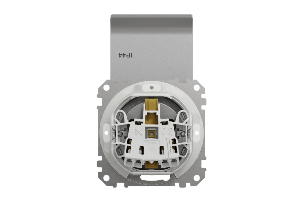 Розетка з заземлення, зі шторками, та з кришкою IP44 Алюміній Sedna Design (SDD213024)