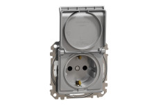 Розетка з заземлення, зі шторками, та з кришкою IP44 Алюміній Sedna Design (SDD213024)