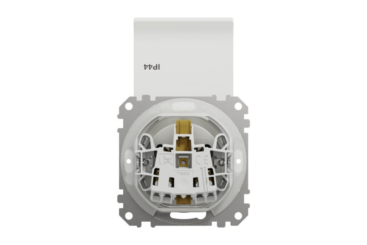 Розетка з заземлення, зі шторками, та з кришкою IP44 Білий Sedna Design (SDD211024)