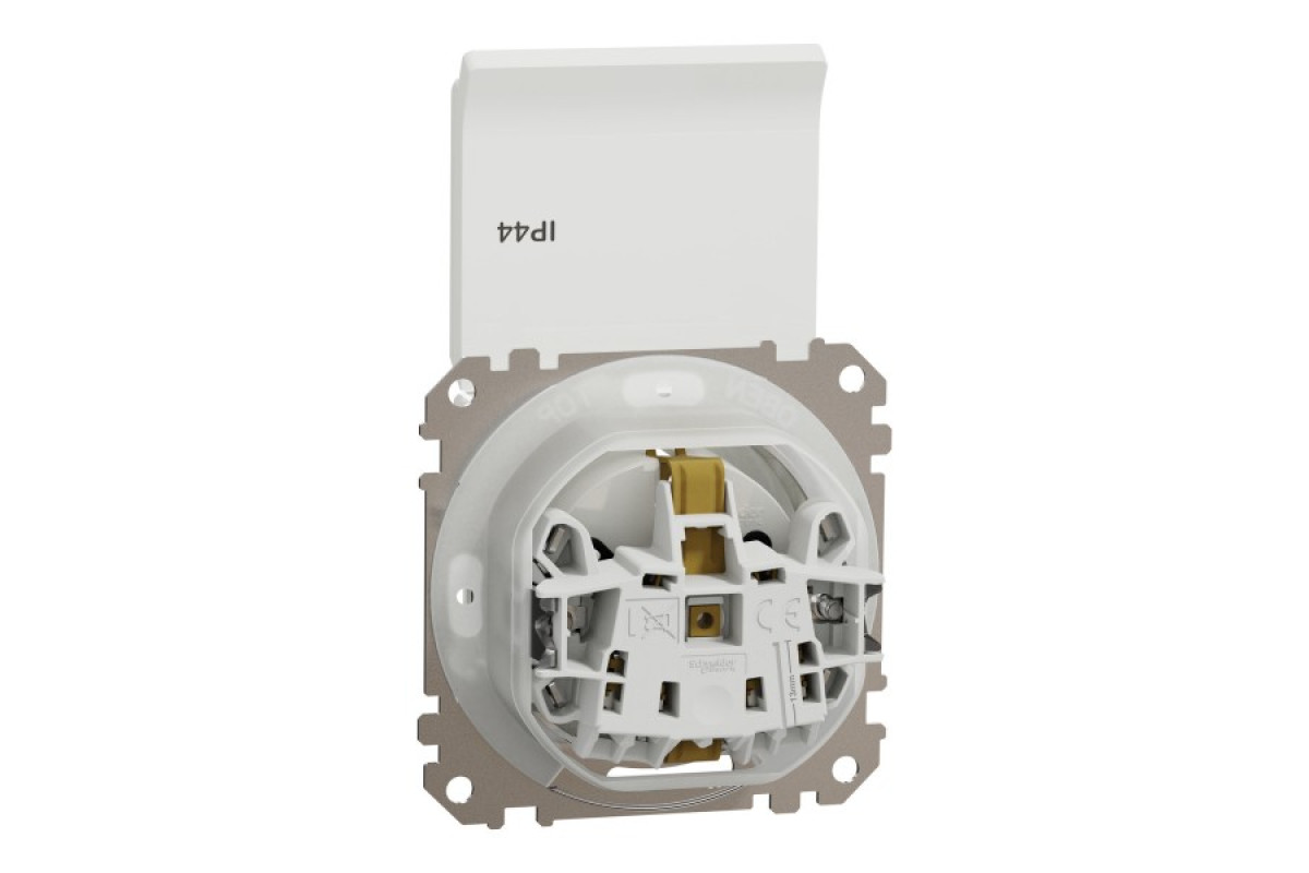 Розетка з заземлення, зі шторками, та з кришкою IP44 Білий Sedna Design (SDD211024)